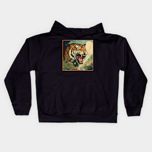 Colorful Tiger Cartoon Vintage Bengals Tiger Drawing Comics Fearless Tiger Kids Hoodie